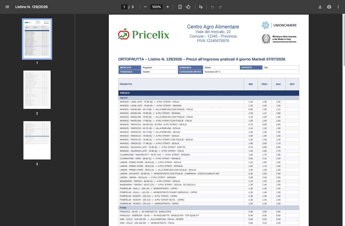 PRICELIX listino schermata 05